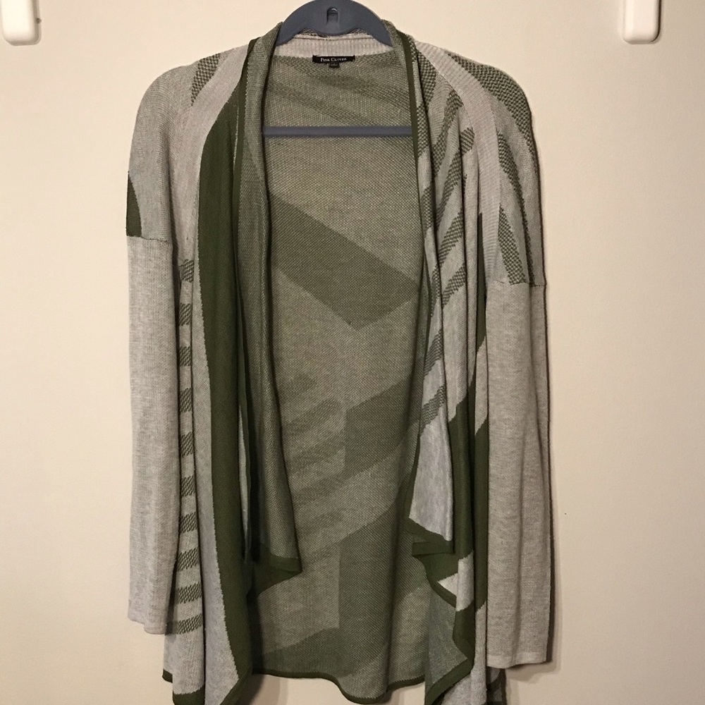 Green and gray patterned cardigan
